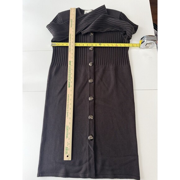 Vintage Ami Knits Sweater Dress Womens 10 Brown Button Up Ribbed Made USA - Picture 9 of 13